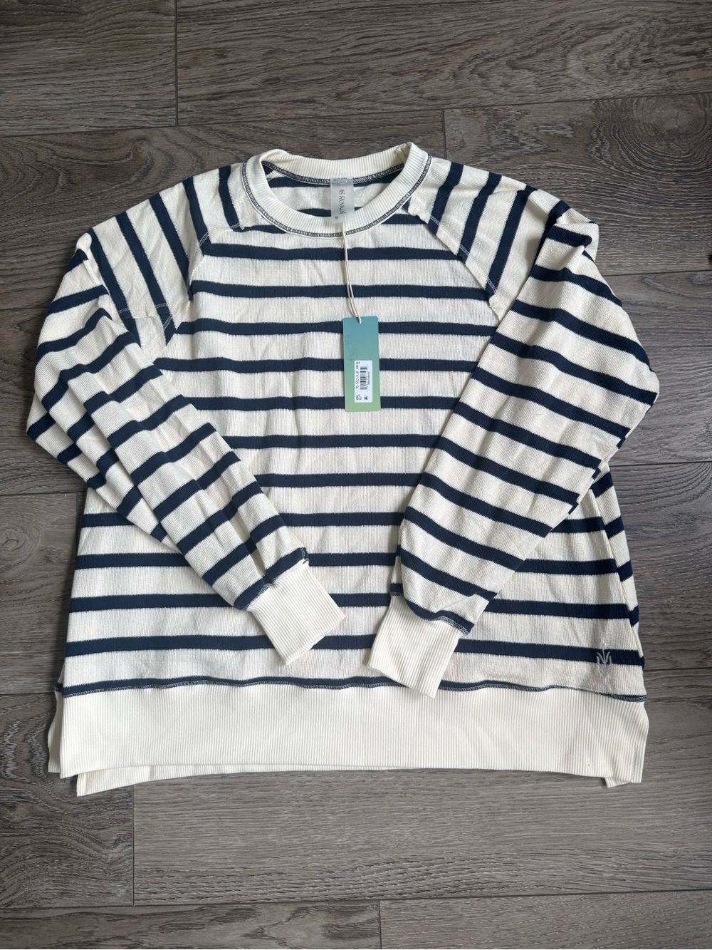 2.  AS Revival Navy Cream Striped Oversized Sweatshirt XS NWT